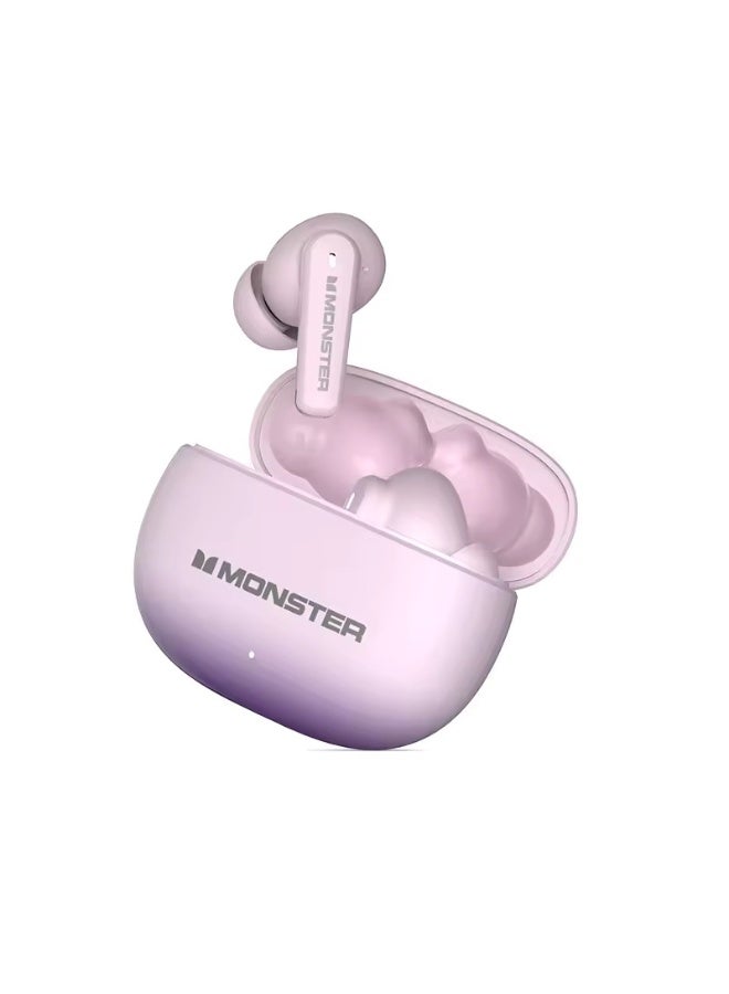 Monster Aura FIT XT02 True Wireless Bluetooth Earphones with ANC Noise Cancellation, 26 Hours Playtime, Ergonomic Design, Hands-Free Clear Calls - Premium Sound Quality Pink - Image 1